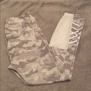 White and grey camo active wear leggings